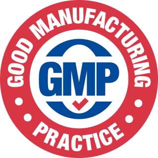 Good Manufacturing Practice (GMP) logo in red and blue colors